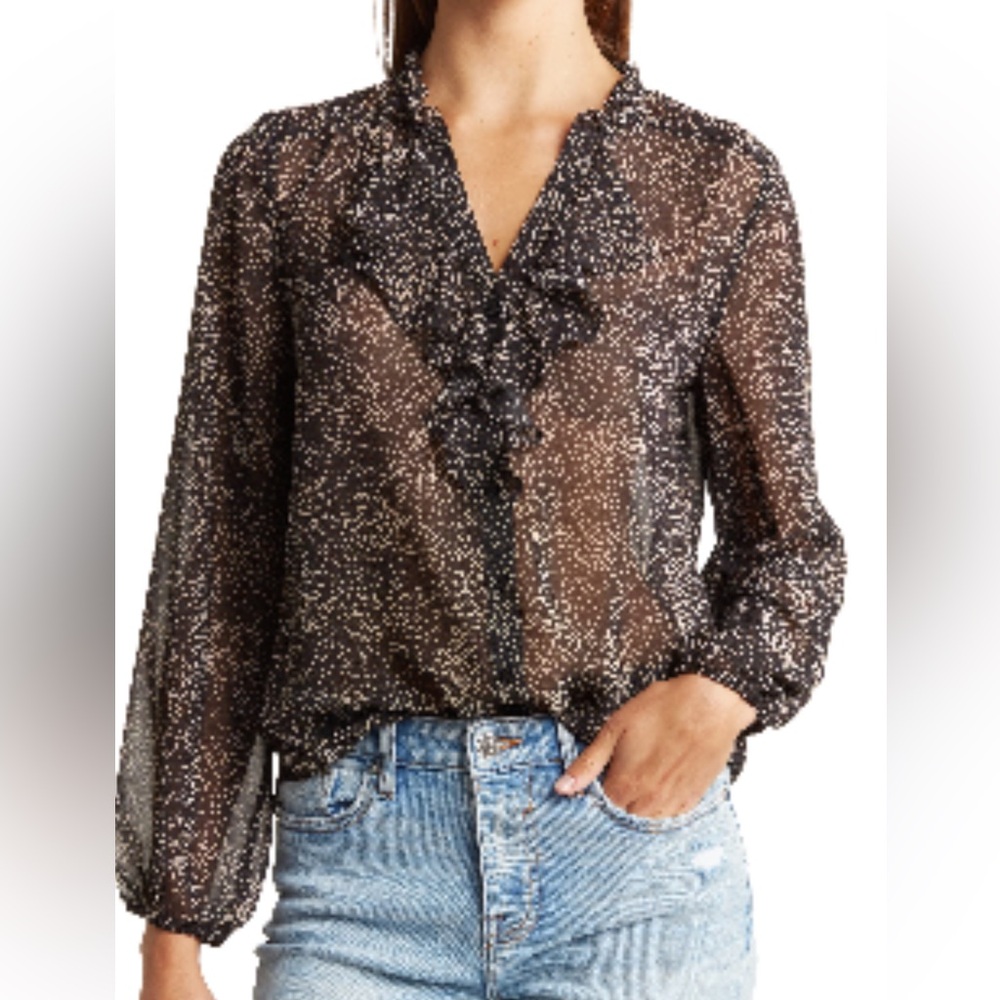 Pleione Ruffle Long Sleeve Button
Front Blouse